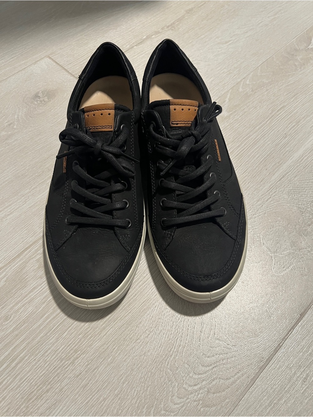 Ecco Black Sneakers with Tan Accent Tab